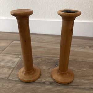 MACO Genuine Wood Candle Holders Set Of 2 Made In Italy